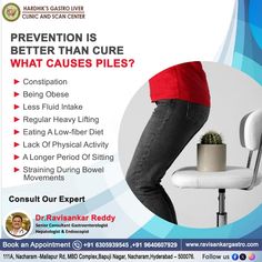 #Piles can be caused by #constipation, #straining, #poordiet, #lackoffiber, #obesity, and prolonged #sitting. Prevention is key!  Dr.Ravisankar Reddy  Gastroenterologist  Hardhik's Gastro Liver Clinic and Scan Centre  For Appointment : +91 9640607929 	 #HardhiksGastroLiverClinicandScanCenter #drravisankarreddy #Gastroenterology #HemorrhoidAwareness #Don’tIgnore #HealthMatters #DigestiveHealth #PilesAwareness #PreventionIsBetterThanCure #HealthyHabits #FiberRichDiet #ConstipationRelief #PilesPrevention #HealthyLifestyle #StayActive #HealthTips #Wellness Fiber Rich Diet, Constipation Relief, Health Matters, Digestive Health, New Technology, Healthy Habits, Hyderabad, Health Tips, Healthy Lifestyle