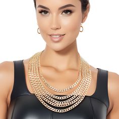 Chain Necklace Gold Curb Layered for Women Layered Necklace Set, Layered Chains, Fashion Jewelry Sets, Fish Hook Earrings, Fashion Jewelry Earrings, Chic Accessories, Layered Necklace, Silver Chain Necklace, Stylish Shoes