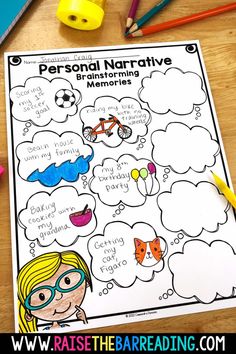 a child's drawing with the words personal narrative and other things to do