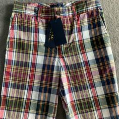 Ralph Lauren Multicolored Button Boy Shorts Size 10. New With Tag Casual School Bottoms With Button Closure, Casual Plaid Bottoms With Button Closure, Casual Multicolor Bottoms With Button Closure, Ralph Lauren Casual Shorts With Pockets, Casual Ralph Lauren Shorts With Pockets, Ralph Lauren Cotton Shorts, Casual Ralph Lauren Short-length Bottoms, Ralph Lauren Summer Pants, Casual Ralph Lauren Summer Pants