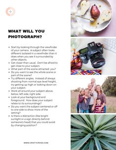 a brochure with photos and text describing what will you photograph?