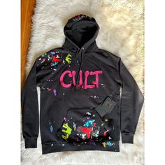 New With Tags Cult Of Individuality Sweatshirt. Size Small Offers Always Welcome And Considered! Black Cotton Hoodie With Graffiti Print, Casual Black Hoodie With Graffiti Print, Urban Black Hoodie With Graffiti Print, Black Urban Hoodie With Graffiti Print, Fitted Urban Hoodie For Streetwear, Colorful Hoodies, Mens Shirts, Sweatshirts Hoodie, Tags