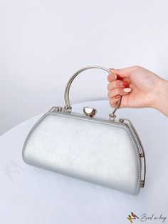 BirdinBag - Diamond Decor Evening Handbag: Exquisite Gemstone and Durable Design Formal Silver Shoulder Bag With Top Handle, Elegant Double Handle Bag With Pearl Detail, Elegant Double Handle Bag With Pearl Handle, Elegant Large Capacity Pouch Satchel, Elegant Formal Clutch With Large Capacity, Elegant Large Capacity Clutch For Formal Occasions, Elegant Large Capacity Clutch For Formal Events, Elegant Large Capacity Pouch Evening Bag, Large Capacity Handheld Evening Bag For Formal Occasions