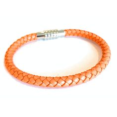 Orange Leather Bracelet by Kermar - Available at SHOPKURY.COM. Free Shipping on orders over $200. Trusted jewelers since 1965