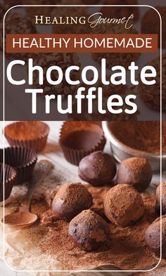 healthy homemade chocolate truffles with text overlay