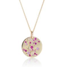 Pink Sapphire Cherry Blossom Necklace Pink Sapphire Jewelry, Cherry Blossom Necklace, Pink Sapphire Pendant, Extraordinary Jewelry, Sapphire Necklace Pendants, Signature Necklace, Round Pendant Necklace, Tourmaline Jewelry, Gold Cross Pendant