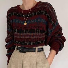 Dark Academia Fashion, Academia Fashion, Look Retro, Mode Vintage, Knitted Pullover Sweaters, Mode Inspiration, Looks Vintage, Retro Outfits, Aesthetic Outfits