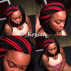 Box Braids With Yarn, Braids With Yarn, Plaits Box Braids, Pixie Braids Hairstyles, Bob For Black Women, Bob Box Braids, Braids Bob, Pixie Braids, Love Ideas