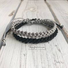 "These lovely bracelets are made with nylon cord. Designed for couples. The \"Hers\" bracelet is gray color and closes to around 6\"inches. It opens to around 9\" inches. The \"His\" bracelet is color black and closes to around 7\" inches. It opens to around 10\" These bracelets are perfect for couples. Includes Gift Box if you buy the set. Please feel free to contact me if you have any questions. Want a custom order? Don't see your country listed for shipping? Have any questions? Send a convo o Minimalist Silver Braided Bracelet With Adjustable Cord, Silver Minimalist Braided Bracelet With Adjustable Cord, Silver Adjustable Everyday Bracelets, Silver Bracelets With Adjustable Band For Everyday, Everyday Silver Bracelets With Adjustable Band, Silver Adjustable Friendship Bracelets, Casual Silver Bracelets With Adjustable Cord, Casual Silver Bracelet With Adjustable Cord, Minimalist Silver Braided Bracelet For Friendship