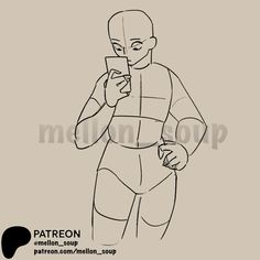 a drawing of a man in a body suit looking at his cell phone while standing