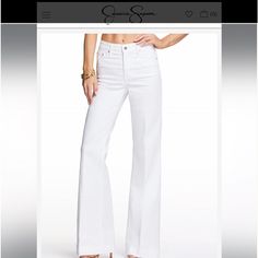 Nwt- Never Used White True Love Wide Leg Trouser Very Beautiful Elegant High Rise White Pants, Elegant High-rise White Pants, Jessica Simpson Jeans, White Pants, Jessica Simpson, Flare Jeans, True Love, Wide Leg, Color White