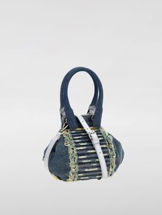 Handbag DIESEL Woman color Blue Diesel Handbags, Denim Handbag, Blue Handbag, Diesel Denim, Denim Handbags, Blue Handbags, Woman Colour, Metal Chain, Top Handle