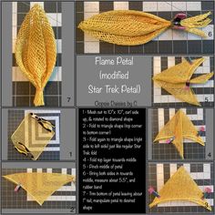 the instructions for how to make an origami star trek deltal with yarn