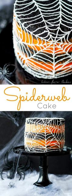 this spiderweb cake is so easy to make and it's perfect for halloween