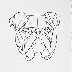 a drawing of a dog's face made out of geometric shapes on white paper