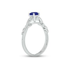 This exquisite promise ring is the perfect way to show your commitment. A vibrant blue lab-created sapphire gleams at the center, while dainty round diamonds sparkle on the swirling sterling silver band. The inside bottom of the band can be engraved with a message of your choosing – up to 16 letters in length – for a personalized touch. Diamond Promise Ring, Diamond Promise Rings, Kay Jewelers, Blue Sapphire Diamond, Silver Prices, Sapphire Stone, Vibrant Blue, Sterling Silver Bands, Sapphire Diamond