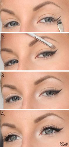 Smokey Eye For Pale Skin, Vintage Makeup Tutorial Step By Step, Picture Makeup, Eyeliner Tips, Makeup Tutorial Step By Step, Smink Inspiration, Eye Makeup Steps, Beauty Make-up, Makeup Step By Step