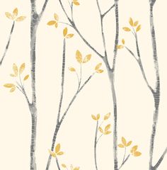 a wallpaper with yellow leaves on it