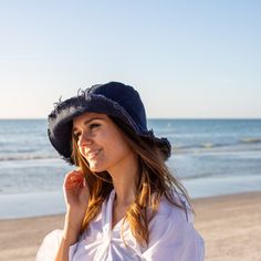 "Summer Hat Woman, Wide Brim Sun Hat, White Bucket Hat, Floppy Hat Woman, Sunhat Woman Hat with Brim, Woman Beach Hat, Brim Hat, Large Sun Hat, Cotton Sun Hat, Packable Sun Hat Women's Bucket Hat - unique fringe edge will complement every outfit whether a summer dress or swimsuit. Foldable & packable sun hats for women convenient to carry along, fits any handbag or backpack. This summer bucket casual hat is great for any summer outdoor activity - beach, traveling, vacation. Material: skin-fr Beach Hats For Women, Puffy Hair, Packable Sun Hat, Blue Bucket Hat, Womens Beach Hat, Summer Hats Beach, Canvas Hat, Black Bucket Hat, Beach Hats