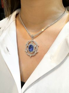 Buy 10.36 Carat Oval Cut No Heat Sri Lanka Blue Sapphire Drop Pendant Necklace Vintage Victorian Style Blue Sapphire and Diamond Necklace Online in India - Etsy Luxury Blue Diamond-cut Necklace, Luxury Tanzanite Necklace With Brilliant Cut, Luxury Platinum Oval Necklace, Luxury Oval Platinum Necklace, Oval Sapphire Necklace With Brilliant Cut, Luxury Oval Platinum Necklaces, Elegant Oval Tanzanite Jewelry, Sapphire Jewelry With Brilliant Cut Oval Pendant, Blue Diamond Oval Pendant Jewelry