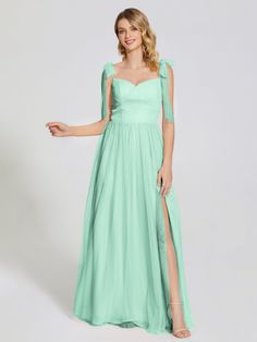 Mint_Green Bridesmaid Tulle Dress With Satin Bow, Sleeveless Tulle Dress With Satin Bow, Tulle Bridesmaid Dress With Fitted Bodice, Fitted Bodice Tulle Bridesmaid Dress, Tulle Bridesmaid Dresses, Mint Green Bridesmaid Dresses, Diana Dress, Tulle Straps, Tulle Neckline