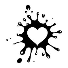 a black and white heart splashing on top of each other