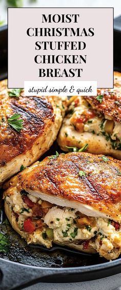 Image for Moist Christmas Stuffed Chicken Breast Impressive Chicken Recipes, Creamy Stuffed Chicken Breast, Fancy Christmas Meals, South African Christmas Lunch Ideas, Chicken Recipes For Christmas Dinner, Stuffed Chicken Breast Recipes Baked, Chicken Christmas Dinner, Fancy Food Recipes, Christmas Vegetable Dishes