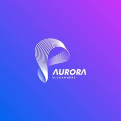 the aurora logo on a purple and blue background with an abstract wave in the center