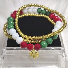 Holiday Harmony Glass Beads Bracelet Sets with Glass Seed's Beads,  Crystal Gemstone Beads, and Gold Charms. Each beads come with random charms. Glass Beads Bracelet, Bracelet Sets, Gold Charms, Glass Beaded Bracelets, Beads Bracelet, Gold Charm, Crystals And Gemstones, Bracelet Set, Gemstone Beads