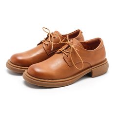 Vegetable Tanned Leather Derby Shoes Lace Up Oxfords in Brown/Khaki/Black Cow Hide Shoes, Oxford Boots, Buckle Ankle Boots, Genuine Leather Shoes, Leather Shoes Woman, Shoes Lace, Western Cowboy Boots, Derby Shoes, Spring Shoes