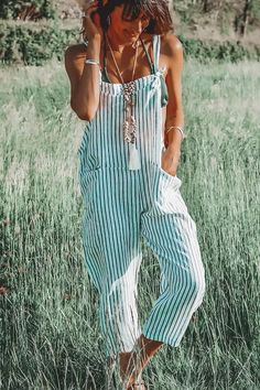 Striped suspender wide-leg jumpsuit – IFAUN Millennial Style, Overall Jumpsuit, Oversize Women, Estilo Chic, Striped Jumpsuit