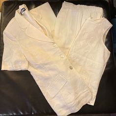 Never Used But I Think That There Might Be A Stain In Just The Inner Tank Top I Just Saw From Dressing Room Try-On?? It Was My Mother In Law’s But She Moved And This Was In Her Closet For Some Time. Embroidered, Button Down Short Sleeve Outer Blouse And Pull Over Sleeveless Inside Blouse. Elastic In The Pants. Back Zipper. Dry Clean Only. Great For Spring Or Sumner! Feel Free To Ask Questions. Bundle And Save! Cream Summer Workwear Sets, Summer Cream Sets For Workwear, Cream Sets For Summer Workwear, Vintage Floral Shirt, Bathing Suit Designs, Light Blue Suit, Leather Gloves Women, Sears Catalog, Faux Fur Wrap