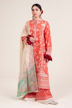 Zara Shahjahan SL-Mahi-1A Lawn Prets 2024 Orange Digital Print Lawn Suit For Summer, Spring Red Dupatta, Red Spring Dupatta, Printed Long Sleeve Unstitched Suit For Wedding, Red Unstitched Wedding Suit With Digital Print, Red Digital Print Unstitched Wedding Suit, Red Salwar Kameez With Dupatta For Spring, Red Lawn Suit With Digital Print For Spring, Red Digital Print Lawn Suit For Spring