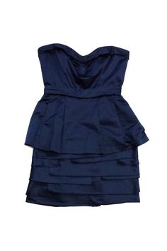 Current Boutique-BCBG Max Azria - Navy Cotton Layer Dress Sz 4 Fitted Pleated Tiered Mini Dress, Cotton Mini Dress With Pleated Waist, Cotton Ruffle Dress For Night Out, Pleated Tops, Bcbg Max Azria, Pleated Top, Empire Waistline, Pleat Top, Ruched Top