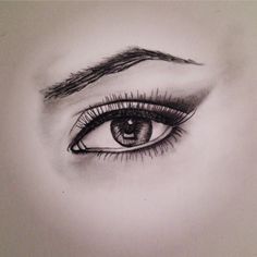 a drawing of an eye with long lashes