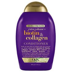 Extra Volume+ Biotin & Collagen Conditioner Made in USA(with US and/or imported ingredients.) Ogx Biotin And Collagen, Ogx Conditioner, Fine Hair Volume, Biotin And Collagen Shampoo, Straight Or Curly Hair, Vitamin B7, Biotin Hair, Cherry Girl, Work Makeup