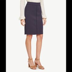 Ann Taylor Stitched Pencil Skirt. Nwt. Fully Lined. Color: Midnight Depth. Blue Pencil Skirt For Workwear In Fall, Blue Fall Pencil Skirt For Work, Blue Pleated Skirt For Work, Blue Relaxed Pencil Skirt For Work, Blue Lined Pencil Skirt For Business Casual, Business Casual Blue Lined Pencil Skirt, Blue Pencil Skirt For Office, Structured Skirt For Spring Workwear, Structured Fitted Skirt For Workwear