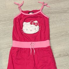 Authentic Sanrio Hello Kitty With Tag, Brand New Attached Shorts Fits Kids 6 Playful Cotton Dress With Hello Kitty Print, Sleeveless Cotton Dress In Y2k Style, Fitted Pink Hello Kitty Dress, Fitted Hello Kitty Print Summer Dress, Spring Cotton Dress With Hello Kitty Print, Casual Hello Kitty Print Dress For Spring, Cute Sleeveless Hello Kitty Print Dresses, Cute Sleeveless Dresses With Hello Kitty Print, Hello Kitty Y2k