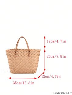 BagForLove - Woven Straw Beach Tote: Fashionably Spacious Shoulder Bag, Ideal for Summer Travel Product Description Color Khaki Strap Type Double Handle Bag Size Medium Pattern Type Plain Style Vacation Type Top Handle Bag Features Lightweight Closure Type No-closure Material Straw Size Chart INCH CM Bag Length Bag Width Bag Height Handle Height 13.8 inch 4.7 inch 7.9 inch 4.7 inch Bag Length Bag Width Bag Height Handle Height 35 cm 12 cm 20 cm 12 cm Details Pictures Similar Products h2 { text-align: center; } /* æ¢è¡ */ li{ white-space: normal; word-break: break-all; word-wrap: break-word; } .red-box { width: 100%; display: flex; flex-direction: row; flex-wrap: wrap; justify-content: center; } .red-box > div { width: 190px; height: 250px; margin: 10px; } .red-box > div > a > img { width Bohemian Bags For Vacation Shopping, Large Summer Shoulder Bag For Daily Use, Casual Beach Straw Handheld Bag, Casual Handheld Straw Beach Bag, Casual Handheld Straw Bag For Beach, Large Rectangular Shoulder Bag For Summer, Large Rectangular Summer Shoulder Bag, Large Double Handle Bag For Summer, Large Capacity Straw Bag For Summer