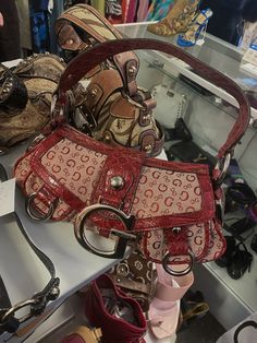 Y2k Handbag, Red Y2k, Inside My Bag, Guess Bag, Bag Aesthetic, Girly Bags