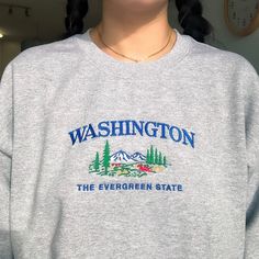 *SIZES ARE UNISEX* -I'd suggest your usual size for a more fitted look, or sizing up for a more relaxed fit. *these sweatshirts are extra comfy when oversized "Washington The Evergreen State" embroidered on a comfy vintage-style crewneck. A sturdy and warm sweatshirt bound to keep you warm in the colder months. A pre-shrunk, classic fit sweater that's made with air-jet spun yarn for a soft feel and reduced pilling. Your new favorite sweatshirt! * 50% cotton, 50% polyester * Pre-shrunk * Classic Vintage National Park, Evergreen State, 2024 Christmas, Vintage Crewneck, Embroidered Sweater, Limassol, Embroidery Inspiration, Country Outfits, 로고 디자인