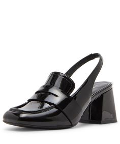 PRICES MAY VARY. Square toe Penny keeper detail Synthetic and rubber lining Spot clean Loafer Pumps, Ralph Lauren Style, Patent Shoes, Heels Black, Madden Girl, Black Pumps, Handbag Accessories, Women's Shoes Sandals, Accessories Design