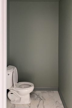 a white toilet sitting inside of a bathroom