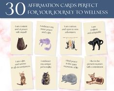 the 30 affirmation cards perfect for your journey to well - being cat owners