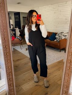 Casual Sunday outfitt Jumpsuit (use code: BWC20) XL white Longsleeve: XL casual outfits, mom style, mom outfits, mom fashion, comfy outfits, womens finds Style Casual Jumpsuit, Cloth Jumpsuit Outfit, Comfy Mom Aesthetic, Jumpsuit And Vest Outfit, Free People Onesie Outfit Winter, First Time Mom Outfits, Comfy Cute Mom Outfits, How To Style Free People Jumpsuit, Mom Casual Outfits Spring