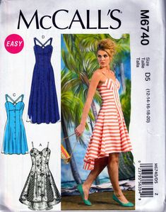 a women's dress and top sewing pattern from the front, with an image of a