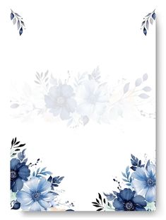 a white and blue flowered background with watercolor flowers on the bottom right corner