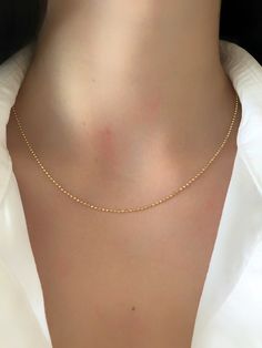 "Solid 14k Yellow Gold Ball Bead Chain Necklace. Perfect Worn Alone or Layered With Your Favorite Necklaces. ...All Jewelry Is New And Inspected For Quality Assurance... ...Made In Italy... Item Detail: Metal is 14k yellow gold Weight is 3.1 grams Width is 1.5mm Length is 16\" 18\" 20\" * also available in 18\" and 20\" message me if you desire a different millimeter and i will gladly work on your order. * special orders are non-refundable and price will vary according to weight of gold" Gold Ball Chain, Gold Disc Necklace, Gold Chain Design, Gold Rings Fashion, Ball Chain Necklace, Gold Bead Necklace, Ball Necklace, Bead Chain, Yellow Gold Chain