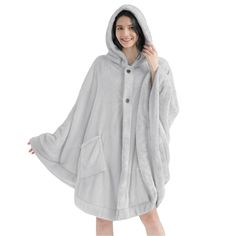 Angel Wrap Wearable Blanket Pullover with Hood, Pocket, Fuzzy Faux Shearling for Women Pavilia Luxurious Angel Wrap wearable throw blanket with hood is constructed with 250 GSM of microfiber polyester that is extremely comfortable with a luxurious feel at the same time. Ideal to keep you cozy while lounging and watching tv, the blanket also comes with hood and pocket so you have full arm mobility while relaxing on your sofa/bed! ONE SIZE FITS ALL| Perfect gift for women, family, girlfriend, sist Fleece Shawl, Poncho For Women, Blanket Cape, Cape With Hood, Hoodie Poncho, Mom Care, White Elephant Gifts Exchange, Blanket Poncho, Cozy Wrap