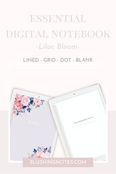 the essential guide for creating an elegant floral note book, including lined grid dot blank pages